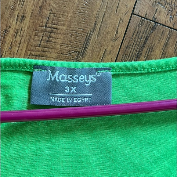 Masseys Shirt Lime Green V Neck Crisscross Flowey Cap Short Sleeves Plus Size 3x - Picture 6 of 12